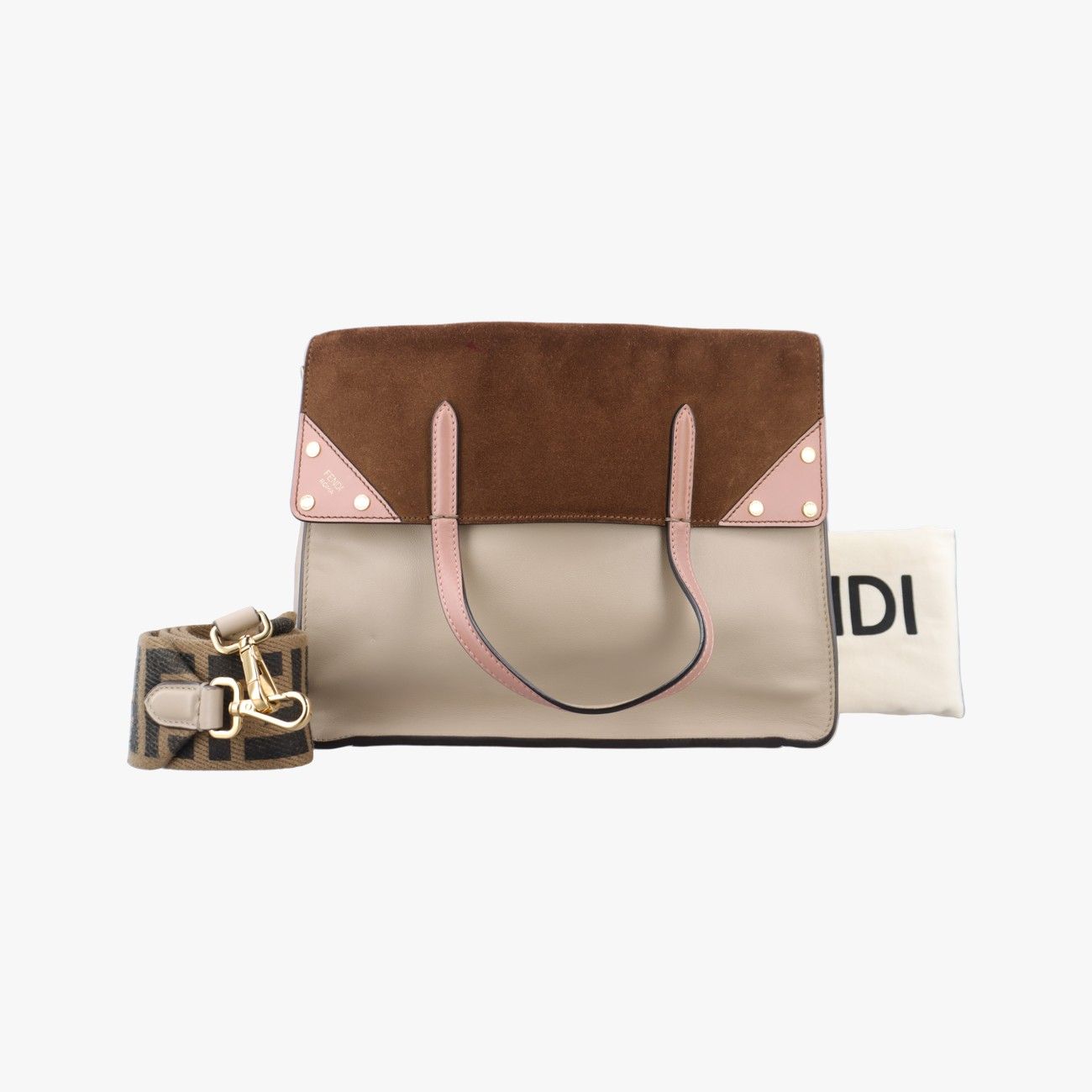 フェンディFendiフリップ ベージュ×ピンク×ブラウン レザー 8BT303 8BT303-A6CG-208-10429