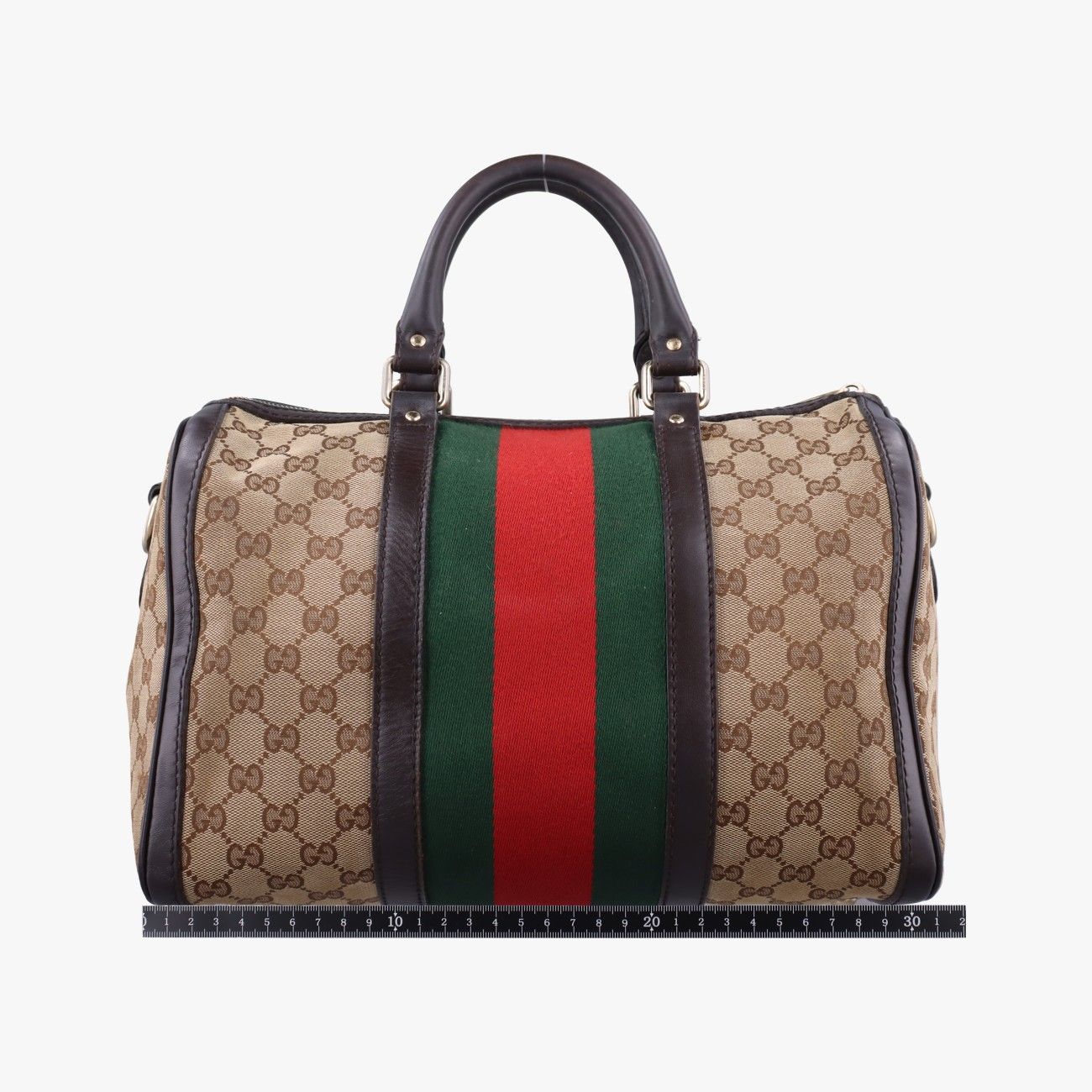 グッチGucciシェリーライン ブラウン×ベージュ×レッド×グリーン キャンバス×レザー 247205 G7552633