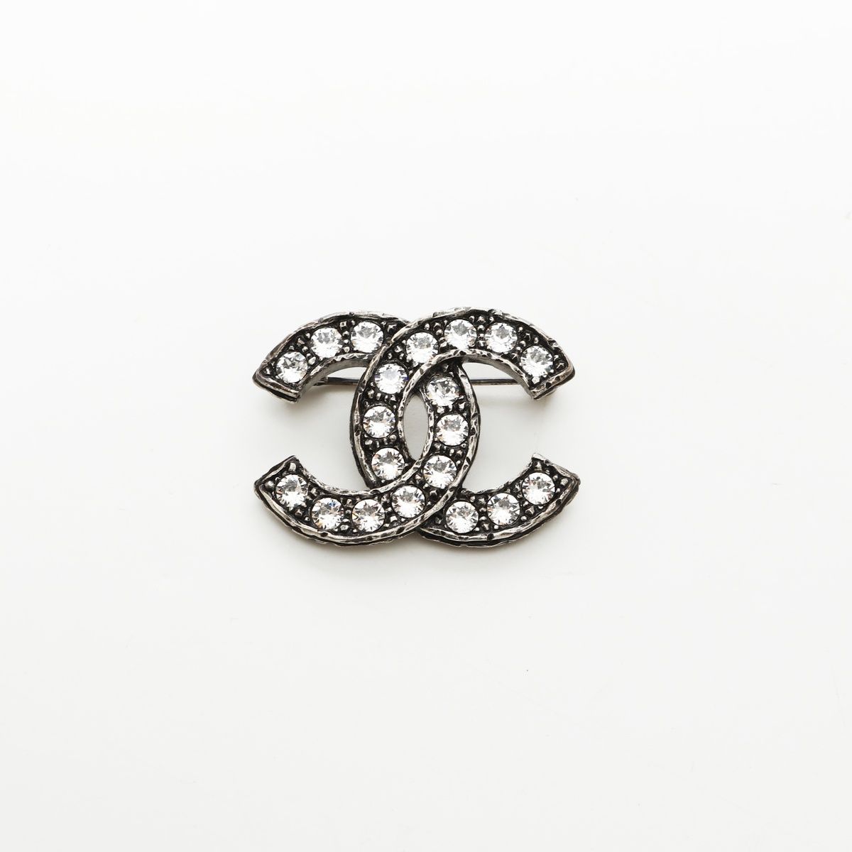 CHANEL シャネル ブローチ C21A 2021年 ココマーク ガンメタリック ラインストーン