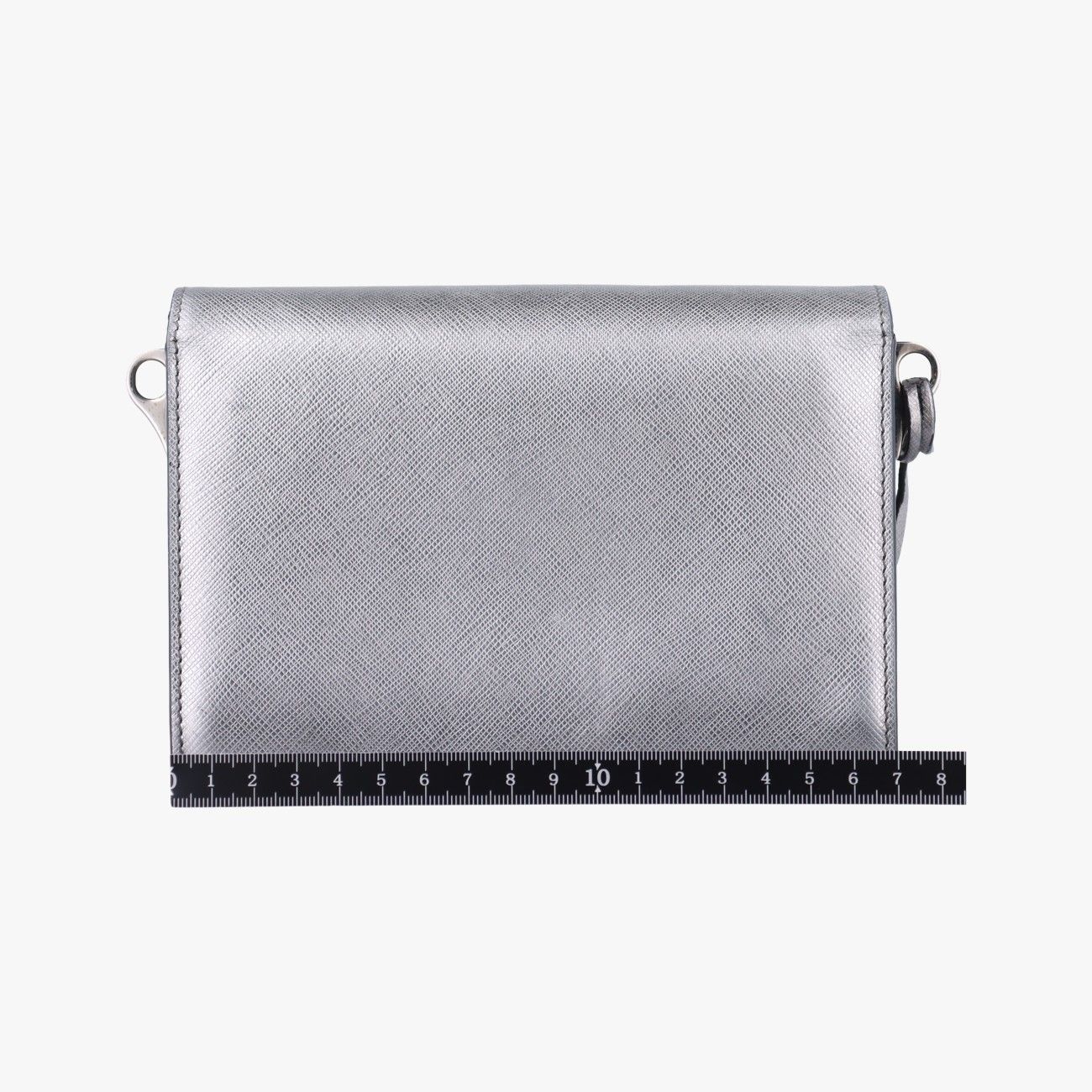 プラダPradaサウンドロック シルバー サフィアーノレザー BT1037 25