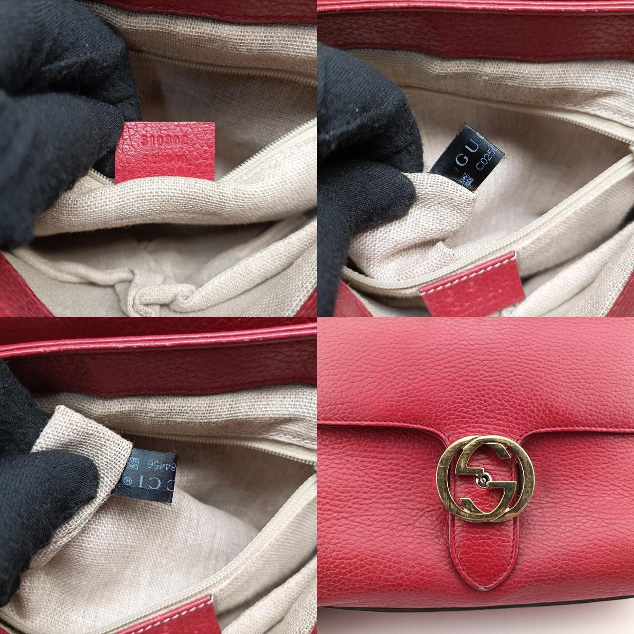 グッチGucciインターロッキングG レッド レザー 510302 C025084456 DECORATOM_COM_BR