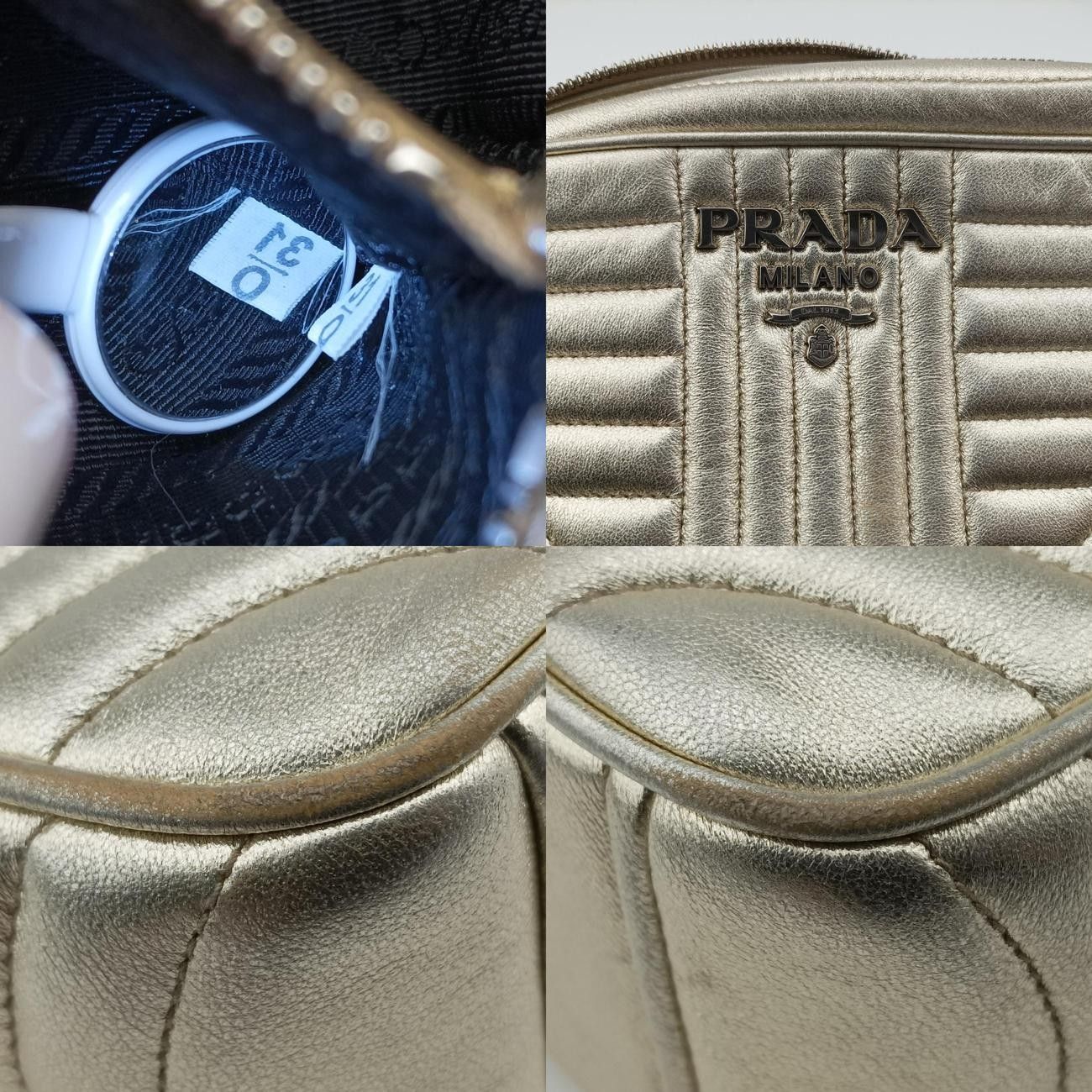 プラダPradaダイアグラムゴールドレザー1BH08431 O