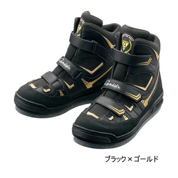 25年10月新商品 がまかつ フェルトスパイクシューズ パワータイプ GM-4514 ブラック×ゴールド 3Lサイズ