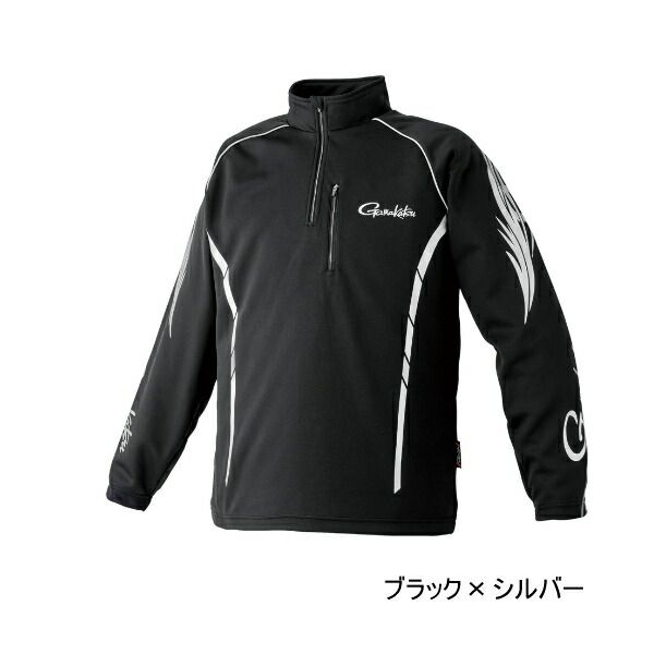 25年10月新商品 がまかつ 2WAYウォームジップシャツ GM-3766 ブラック×シルバー Mサイズ
