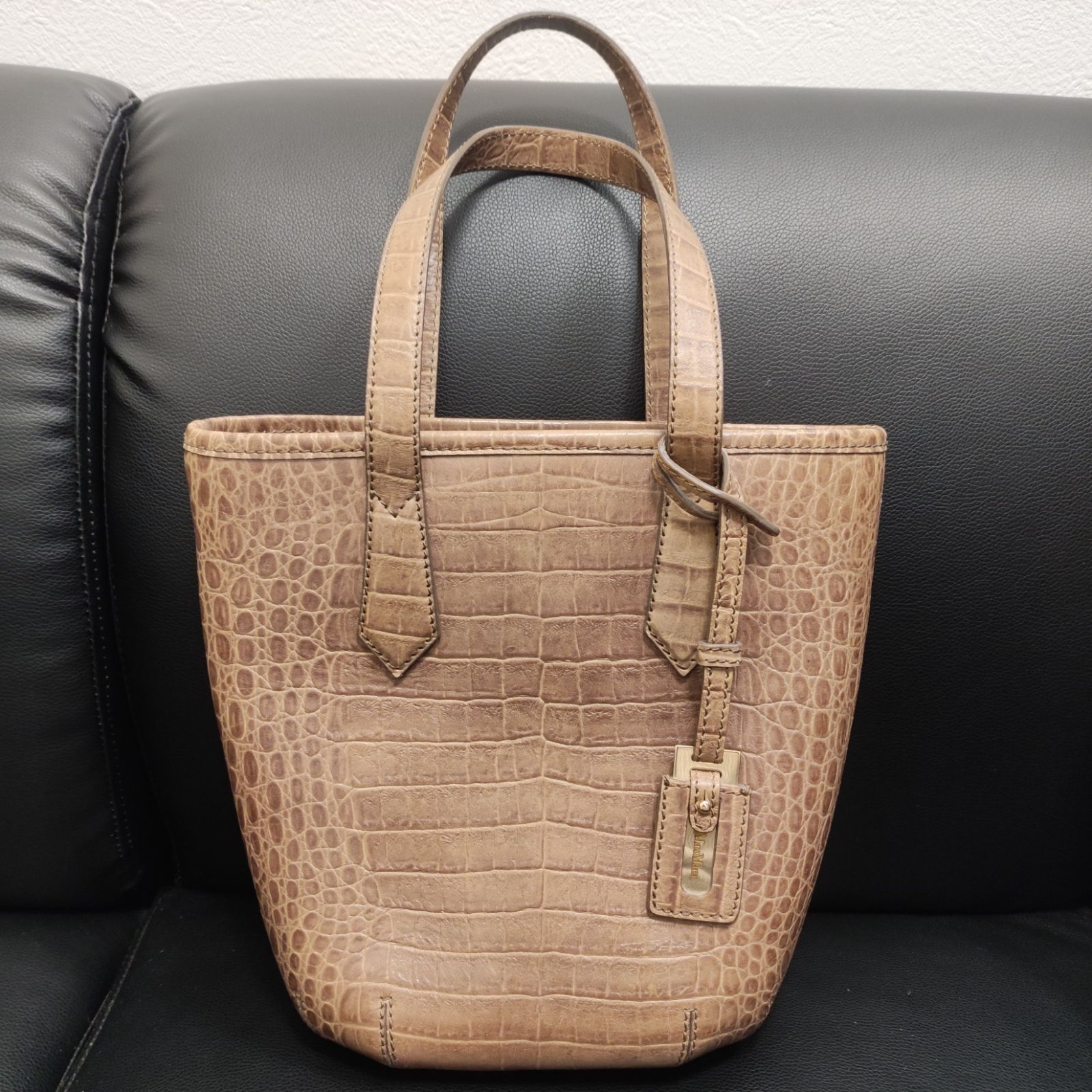 美品☆MaxMara マックスマーラ クロコダイル型押し トートバッグ 