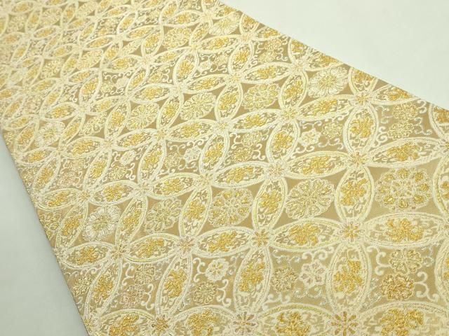 平和屋本店 上 西陣河村織物謹製 手織り 六通柄袋帯 七宝花文 金銀糸 DZAB1503kh5