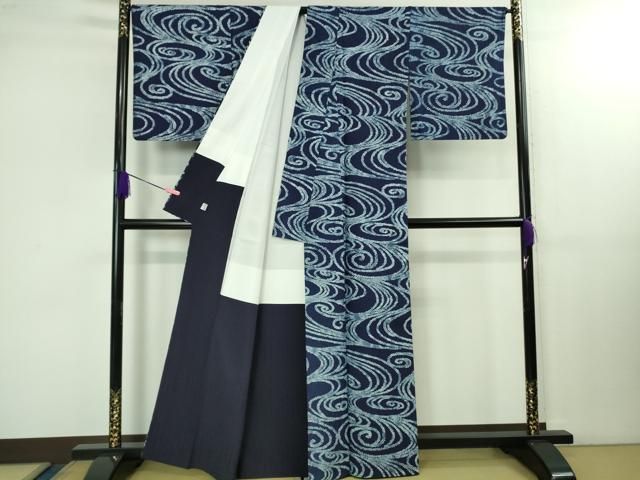 平和屋本店 上 藍造り国選定無形文化財 藍師 佐藤昭人 藍香房 小紋 天然藍染 観世水 DZAB1558kh5