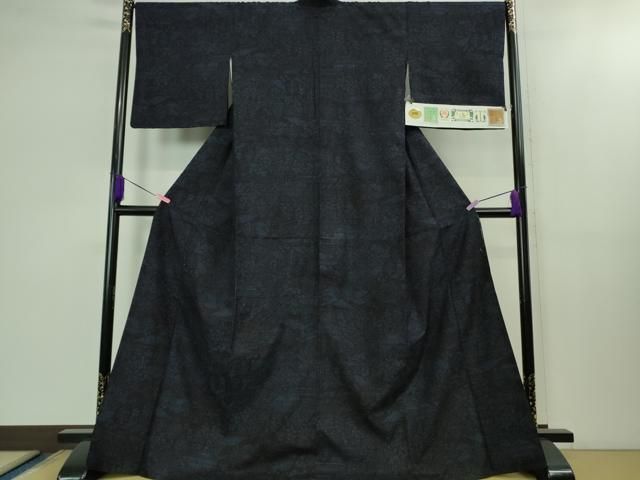 平和屋本店 上 本場結城紬 重要無形文化財 100亀甲 風景樹林文 三越扱い 証紙付き DZAB1580kh5