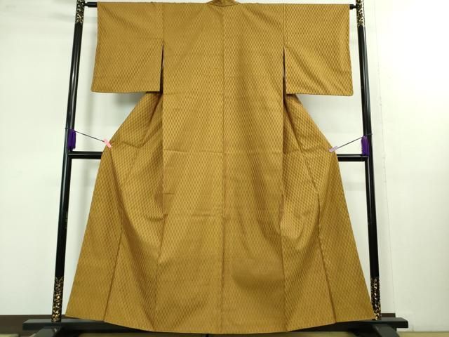 平和屋本店 上 山下八百子 本場黄八丈 市松綾織 紬 DZAB1592kh5