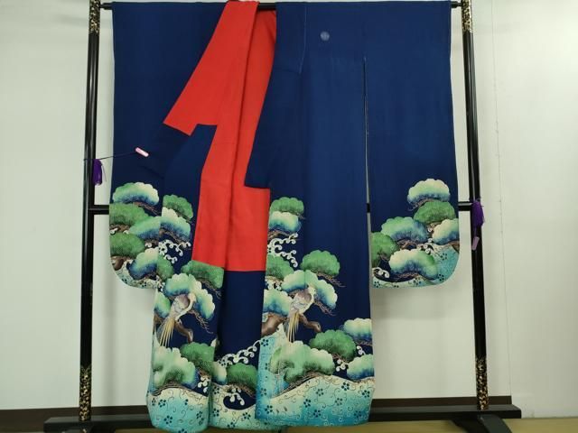 平和屋本店 上 アンティーク 大正ロマン 振袖 尾長鳥松文 暈し染め 金彩 DZAB1613kh5