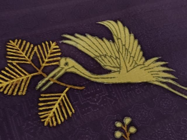 平和屋本店□極上 久保田一竹 幻の辻が花 訪問着 飛鶴松喰鳥 桑の実色