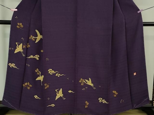 平和屋本店□極上 久保田一竹 幻の辻が花 訪問着 飛鶴松喰鳥 桑の実色