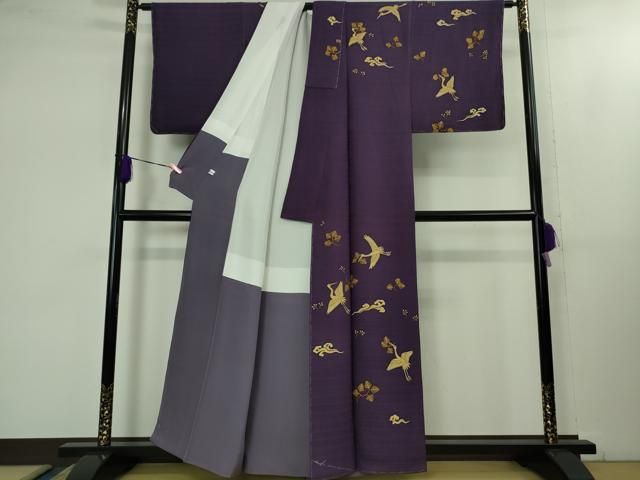 平和屋本店□極上 久保田一竹 幻の辻が花 訪問着 飛鶴松喰鳥 桑の実色