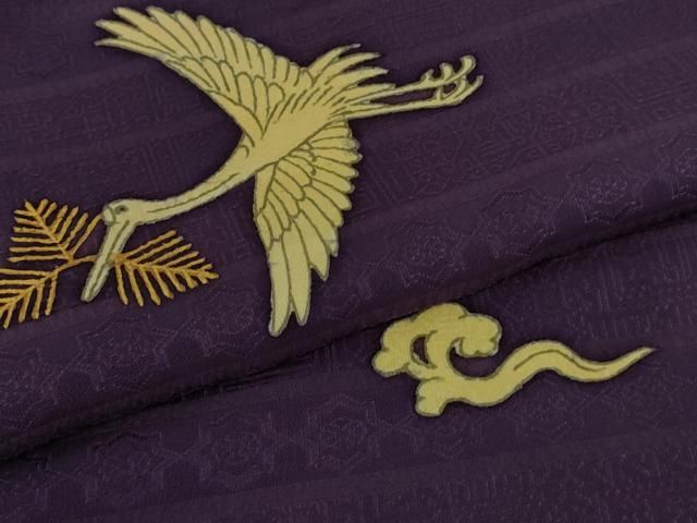 平和屋本店□極上 久保田一竹 幻の辻が花 訪問着 飛鶴松喰鳥 桑の実色