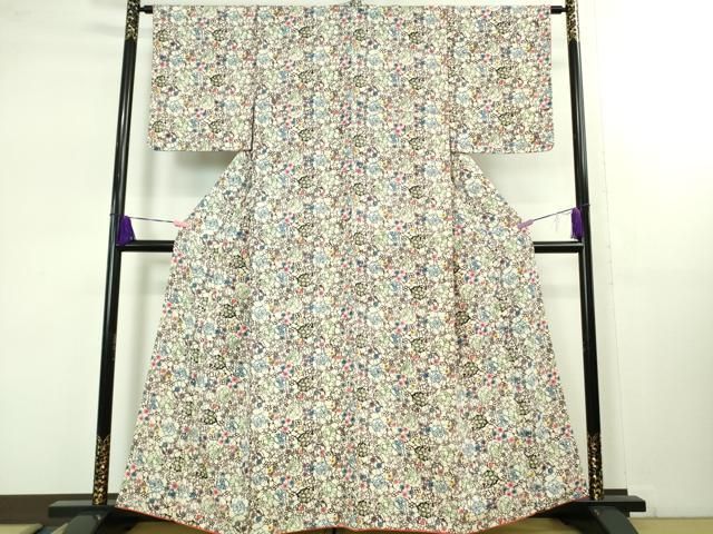 平和屋本店 上 本場琉球紅型 小紋 花丸繋ぎ 鬼しぼ縮緬 DZAB1635kh5