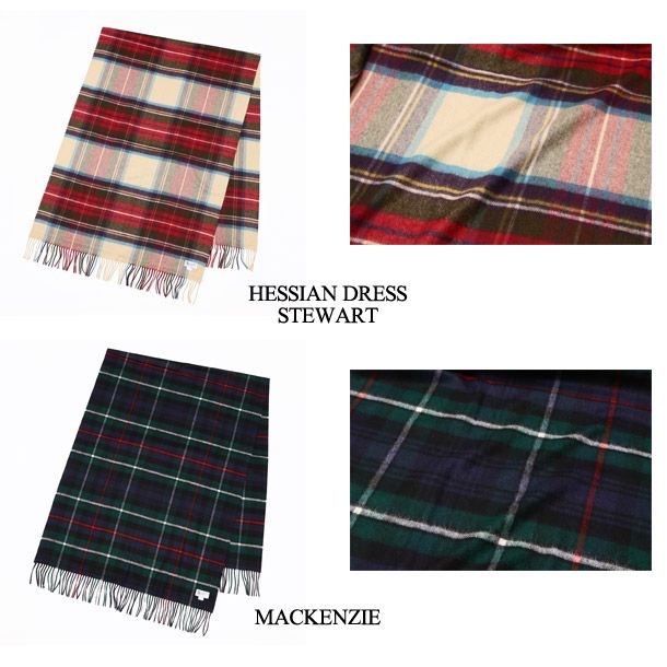 ジョンストンズ JOHNSTONS カシミア大判 タータンチェックストール 190×70cm WA000056