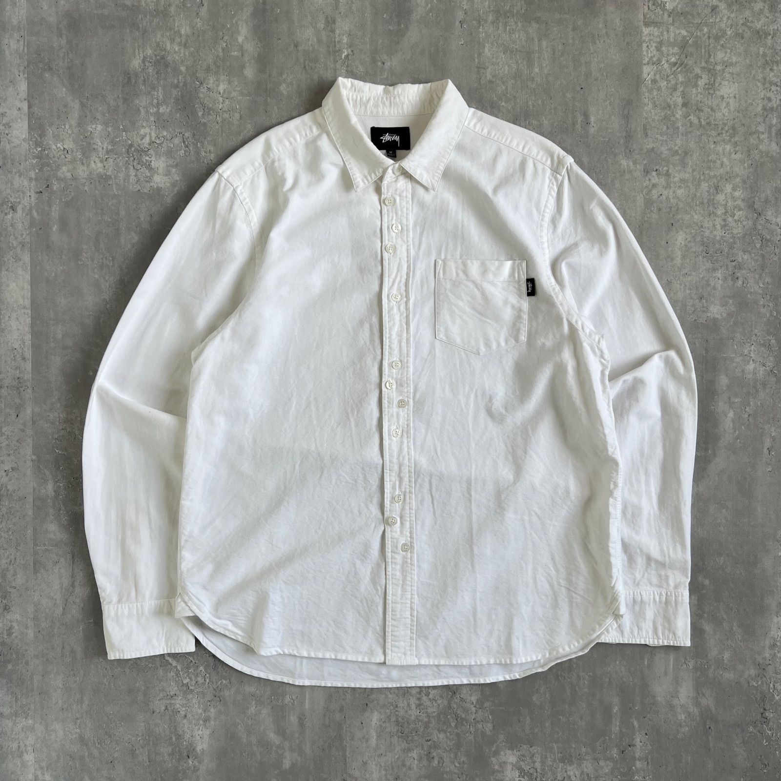 STUSSY ステューシー COMME des GARCONS サンプリング クレイジーボタン オックスフォードシャツ ホワイト系 Mサイズ