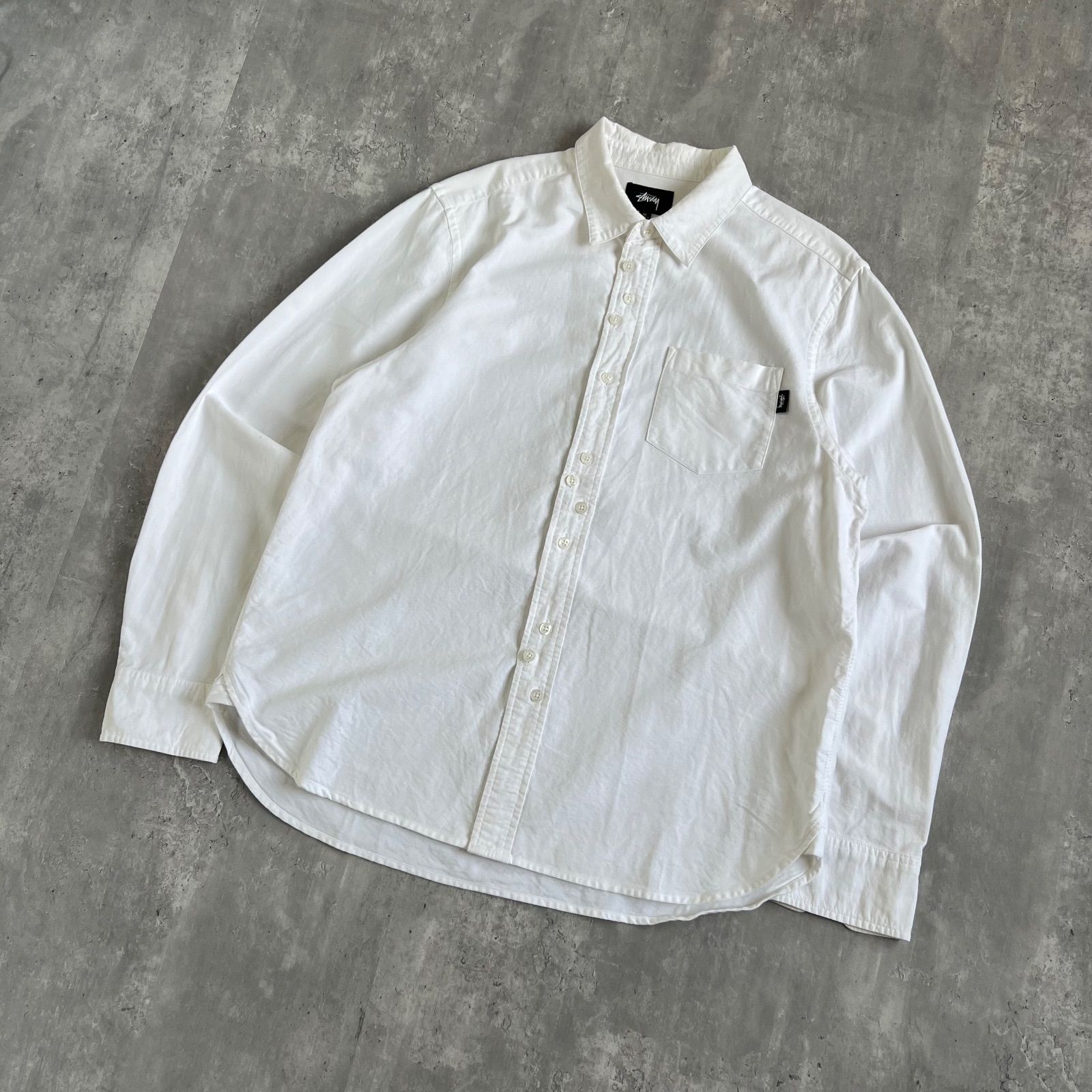 STUSSY ステューシー COMME des GARCONS サンプリング クレイジーボタン オックスフォードシャツ ホワイト系 Mサイズ