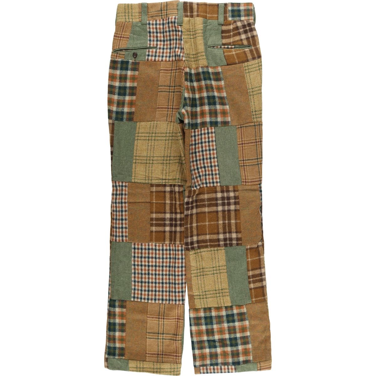 古着 80年代 チェック柄 パッチワーク ウールパンツ スラックス メンズw31相当 eaa569987