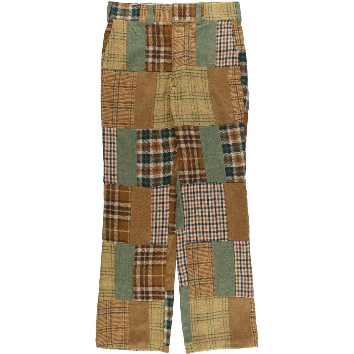 古着 80年代 チェック柄 パッチワーク ウールパンツ スラックス メンズw31相当 eaa569987