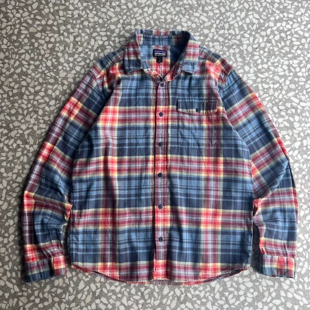 Patagonia ORGANIC COTTON check shirt オーガニックコットン 猫目 最高配色 ネルシャツ 古着アメカジM長袖 ユニセックス オールシーズン