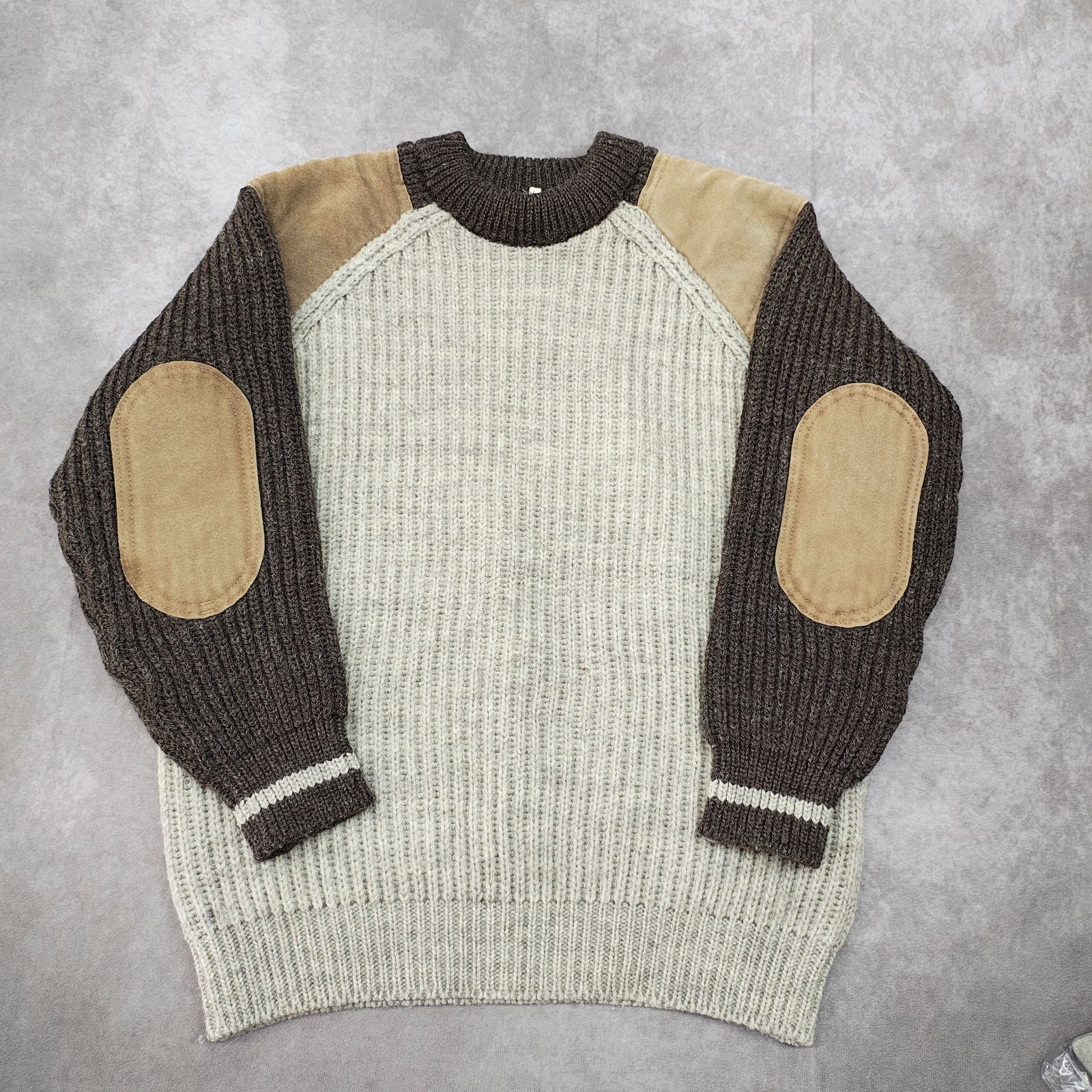 HIGHLAND2000 セーター ローゲージニットエルボーパッチ ブラウン