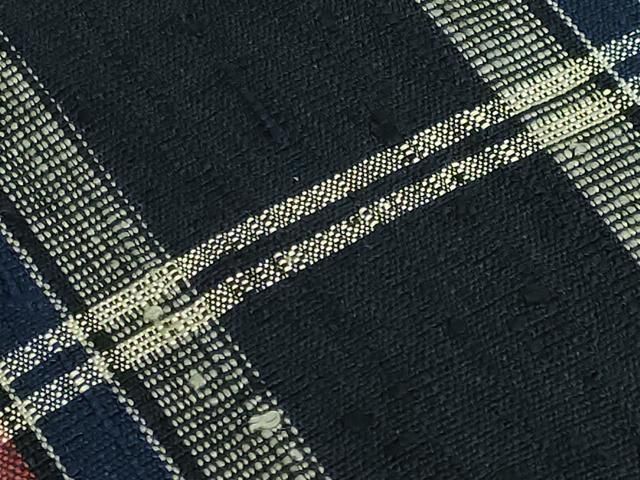 平和屋本店□極上 浦野理一 経節紬 九寸名古屋帯 間道 紺色地 逸品