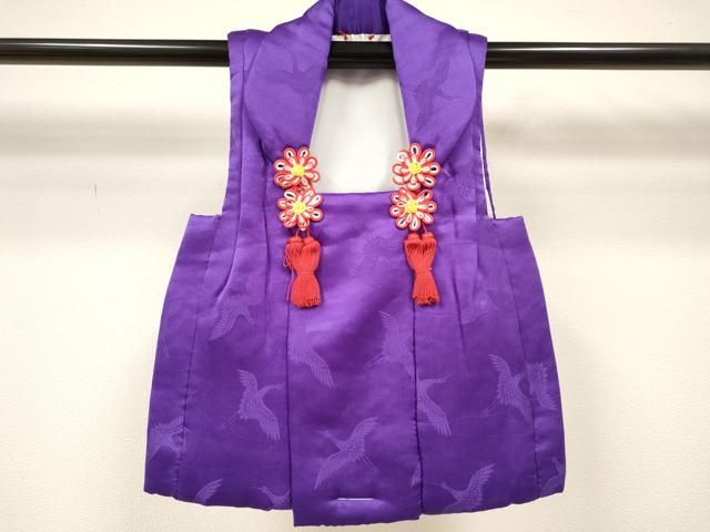 平和屋着物 女の子 子供 3歳 被布 三つ身 飛鶴地紋 菖蒲色 DAAY3024ma