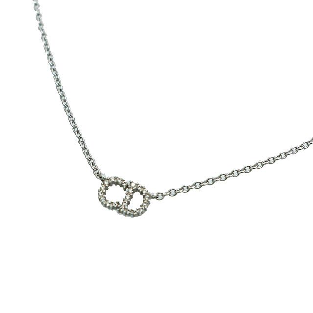 ディオール CLAIR D LUNE ラインストーン ネックレス シルバー ディオール Dior Clair D Lune クレール ディー リュヌ ロゴ ライン