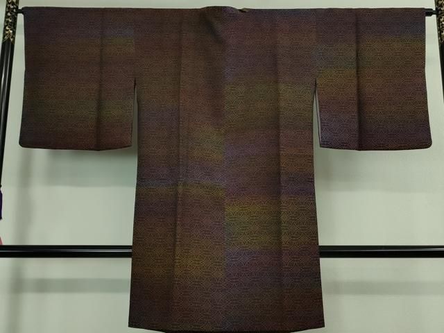 平和屋着物 上 道行コート ロング丈 七宝文 暈し染め 西武百貨店扱い 残布付き DZAB0389kh5