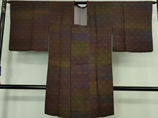 平和屋着物 上 道行コート ロング丈 七宝文 暈し染め 西武百貨店扱い 残布付き DZAB0389kh5