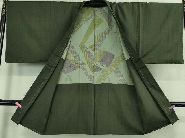 平和屋着物□極上 男性 紬 アンサンブル 長羽織 色無地 革色 逸品 未 