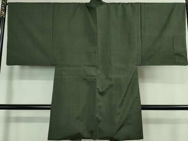 平和屋着物□極上 男性 紬 アンサンブル 長羽織 色無地 革色 逸品 未 