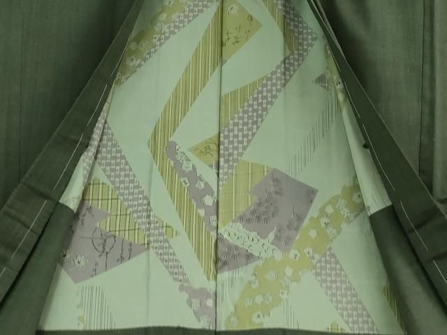 平和屋着物□極上 男性 紬 アンサンブル 長羽織 色無地 革色 逸品 未