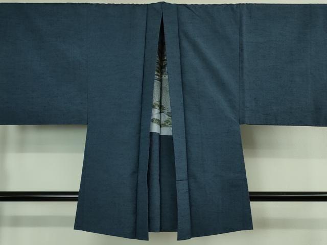 平和屋着物□極上 男性 山繭紬 アンサンブル キングサイズ 長羽織 色  