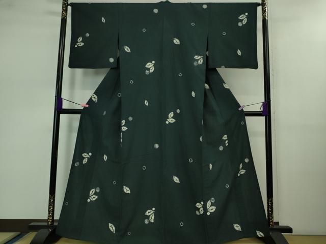 平和屋着物 上 越後片貝木綿 紺仁工房 片貝木綿 単衣 染め絞り 百入茶色地 小千谷織物謹製 やまと誂製 証紙付き DZAB0579kh5