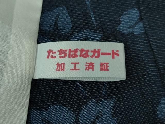平和屋着物□極上 結城紬 単衣 100亀甲 飛び亀甲柄 枝葉間道 四つ葉の
