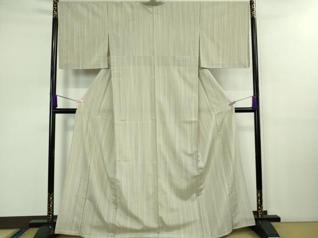 平和屋着物 上 本塩沢 やまだ織 単衣 縞 DZAB0601kh5