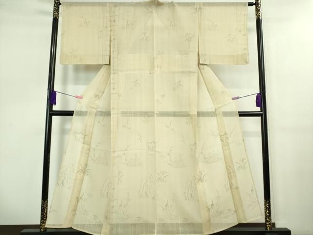 平和屋着物 上 夏物 絹芭蕉 紗紬 手描き 草花 DZAB0625kh5