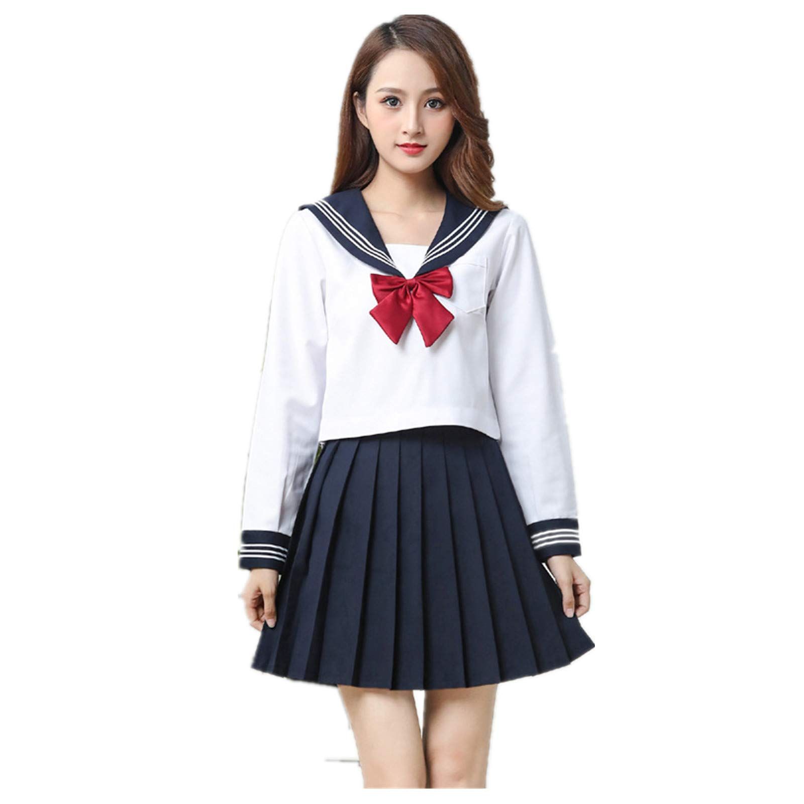 Somnus258 HL 超大きい 10XLまで 3点セット 女装対応 メンズ 男性 セーラー服 JK 制服 長袖 ネクタイ ミニ スカート コスプレ 学園祭 文化祭 仮装 コスチューム 女子高生 ハロウィン 女子 高校 変装