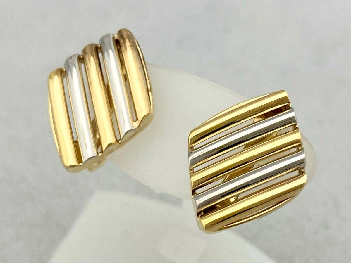 K 18 Pt 900 イヤリング 3 1 g ダイヤ型コンビデザイン