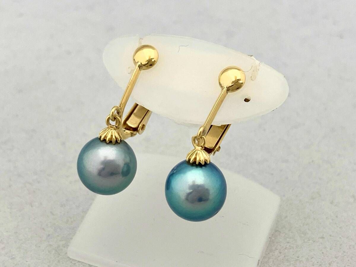 K18 イヤリング 4.3g グレーパールモチーフ