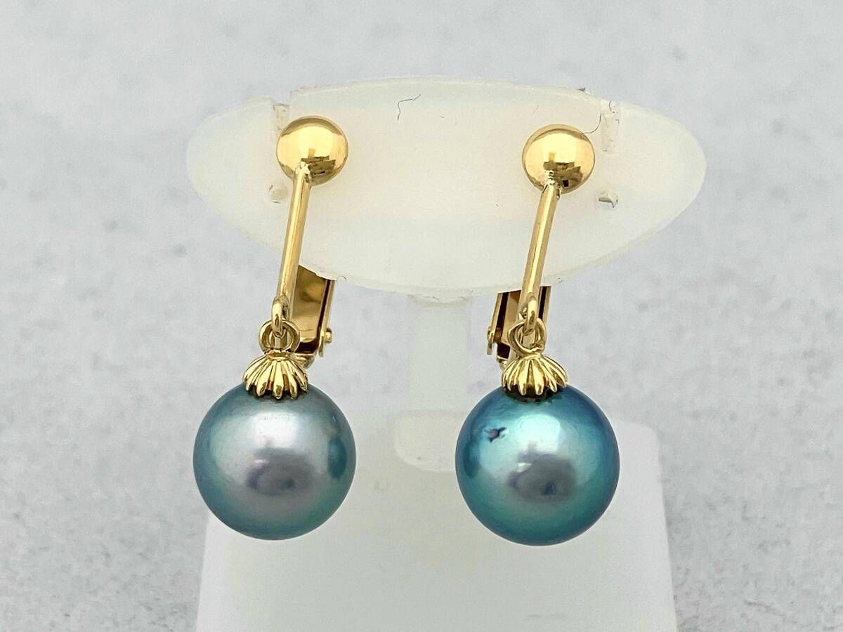 K18 イヤリング 4.3g グレーパールモチーフ