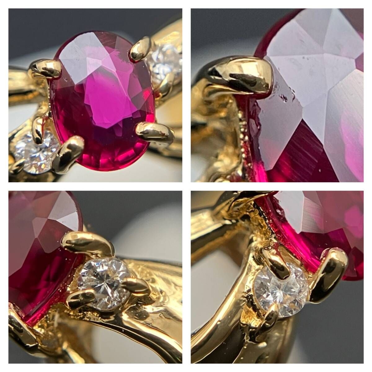 鑑別カード付 新品仕上済み 天然ルビー 0.18ct 天然ダイヤモンド 0.02