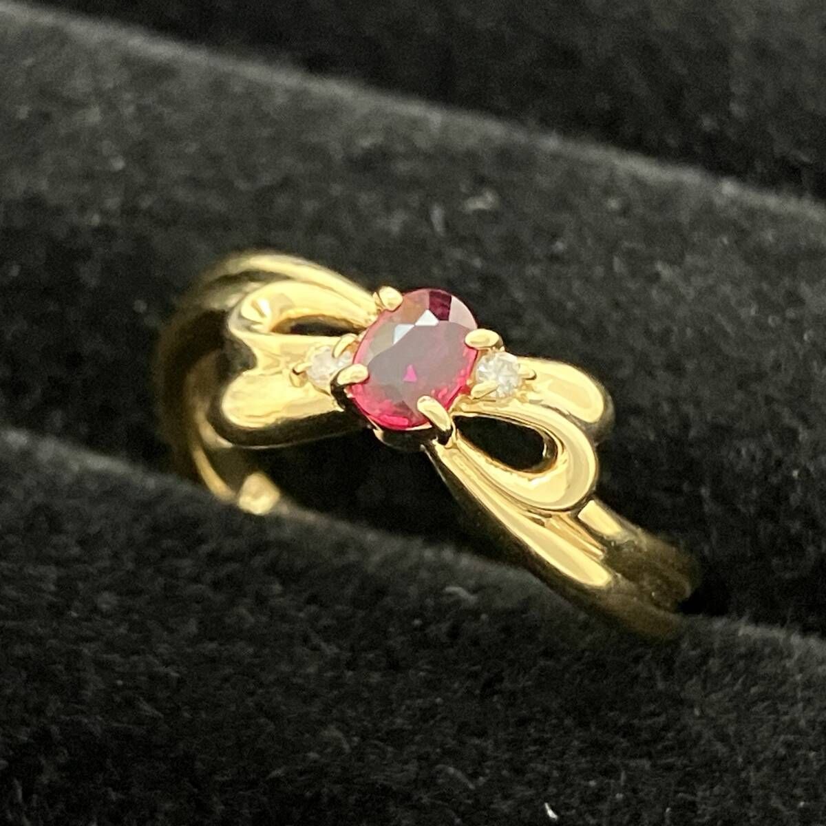 鑑別カード付 新品仕上済み 天然ルビー 0.18ct 天然ダイヤモンド 0.02