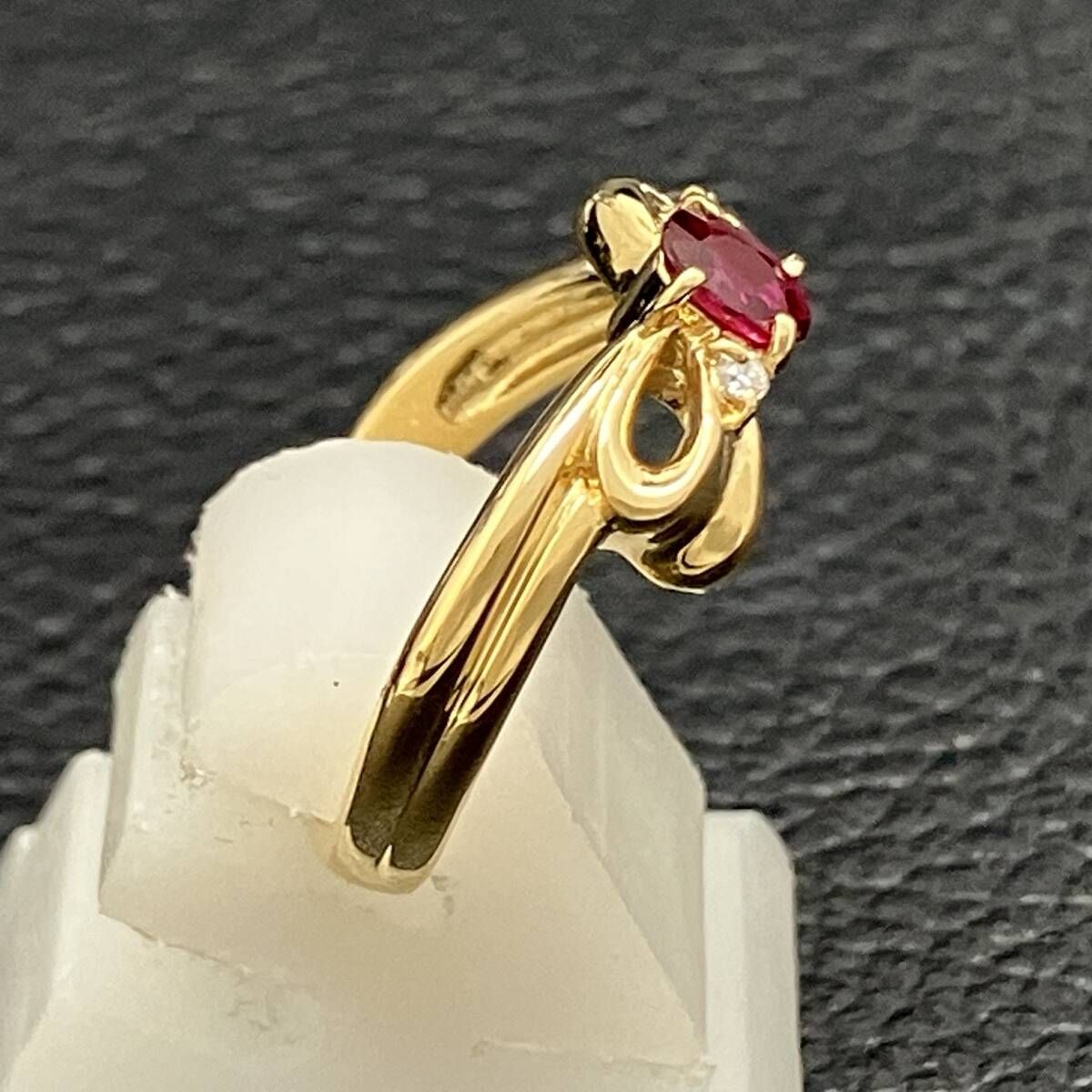 鑑別カード付 新品仕上済み 天然ルビー 0.18ct 天然ダイヤモンド 0.02