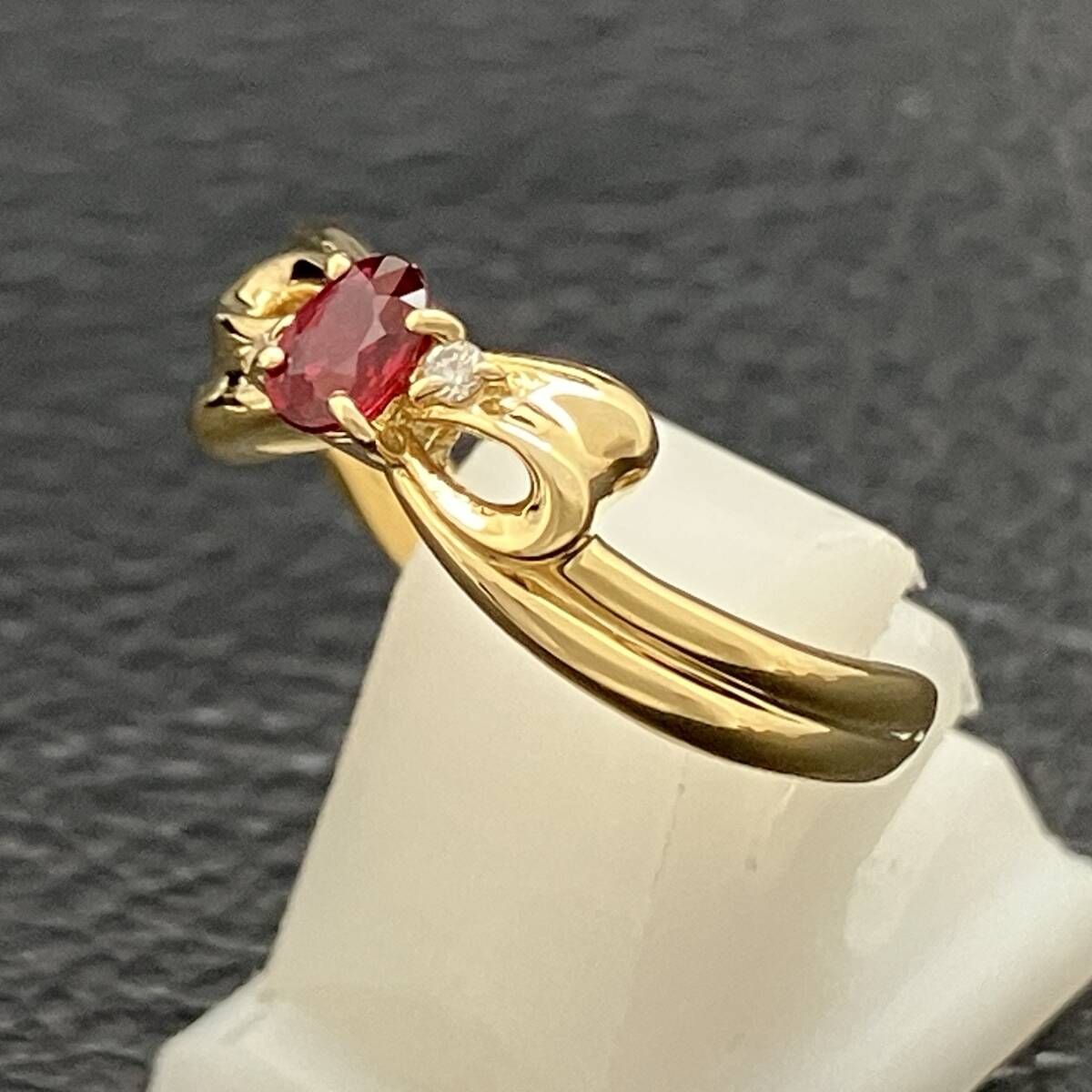 鑑別カード付 新品仕上済み 天然ルビー 0.18ct 天然ダイヤモンド 0.02