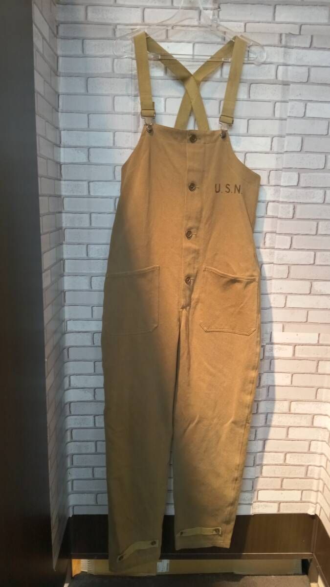 U S NAVY ユーエスネイビー デッキパンツ N-1 オーバーオール カーキグリーン メンズ