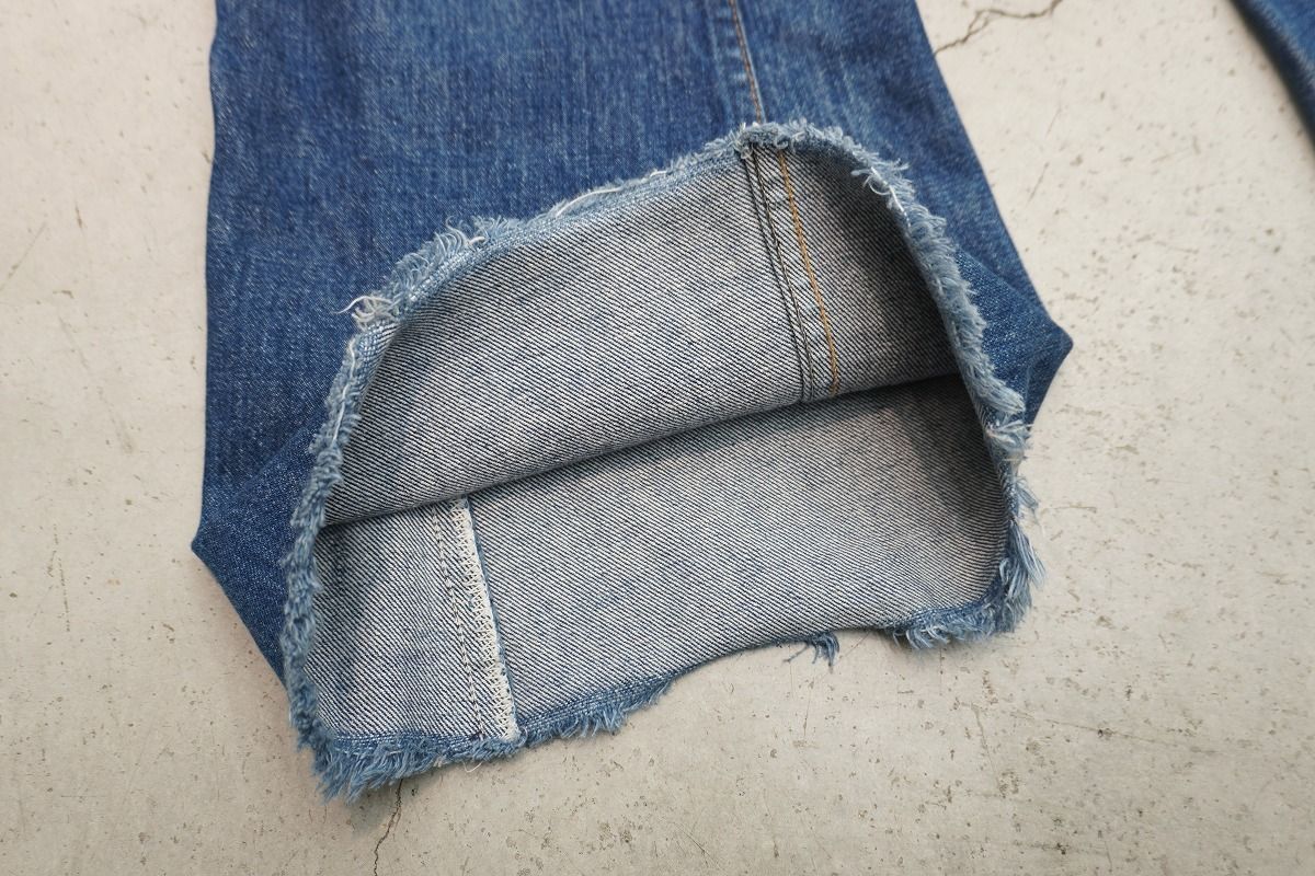 70 S Levi リーバイス 684-0217 フ デニム ビッグベル オレンジタブ 刻印4 42 TALON ベルボトム パンツ ビンテージ 青 W 34 L 1001 P 高見え ショートパンツ
