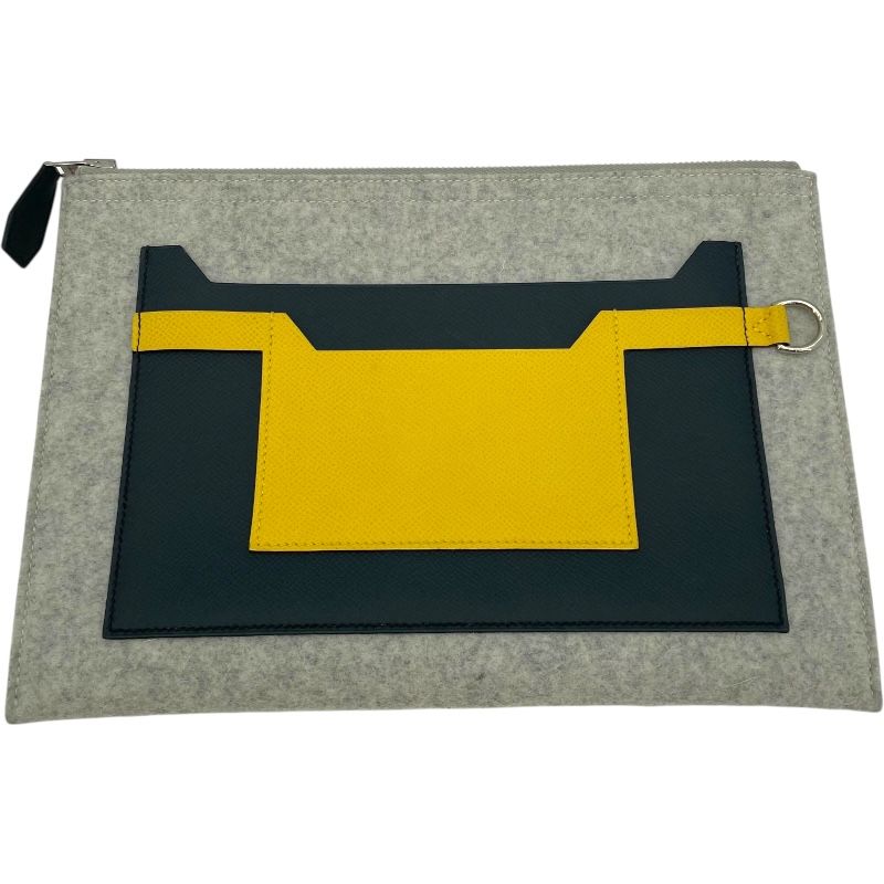 エルメス HERMES トゥードゥ29 D刻 ブルーインディゴ ライトグレー ジョーヌナブル SV フェルト・エプソン メンズ クラッチバッグ